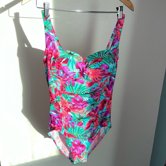 One piece floral Swimsuit beach diva bathing suit size 12 - Picture 1 of 5